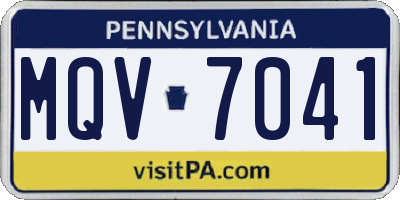PA license plate MQV7041