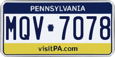 PA license plate MQV7078
