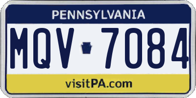 PA license plate MQV7084