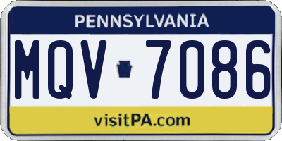 PA license plate MQV7086