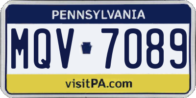 PA license plate MQV7089