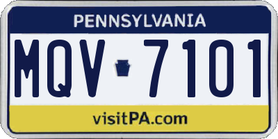 PA license plate MQV7101