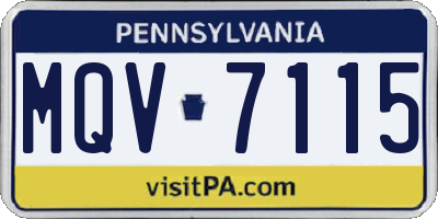 PA license plate MQV7115
