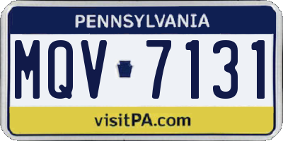 PA license plate MQV7131