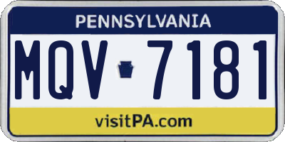 PA license plate MQV7181