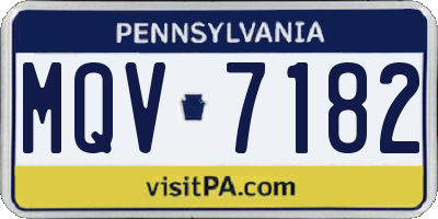 PA license plate MQV7182