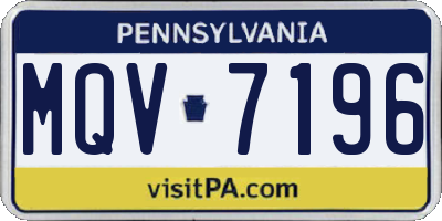 PA license plate MQV7196