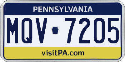 PA license plate MQV7205