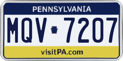 PA license plate MQV7207
