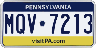 PA license plate MQV7213