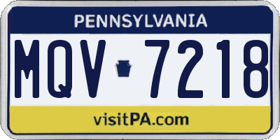 PA license plate MQV7218