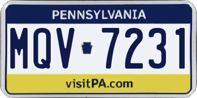 PA license plate MQV7231
