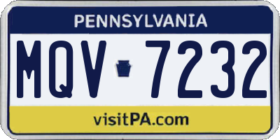 PA license plate MQV7232