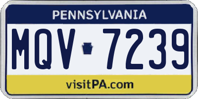 PA license plate MQV7239