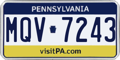PA license plate MQV7243