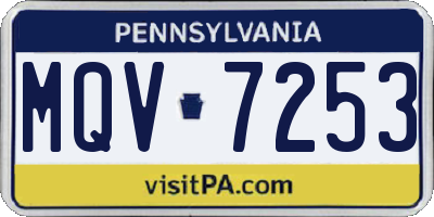 PA license plate MQV7253