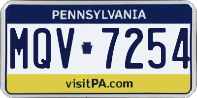 PA license plate MQV7254