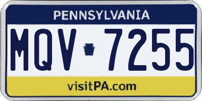 PA license plate MQV7255