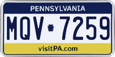 PA license plate MQV7259