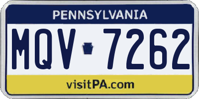 PA license plate MQV7262