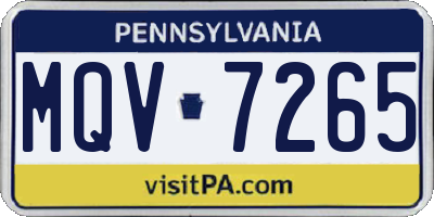 PA license plate MQV7265