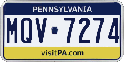 PA license plate MQV7274