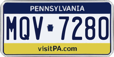 PA license plate MQV7280