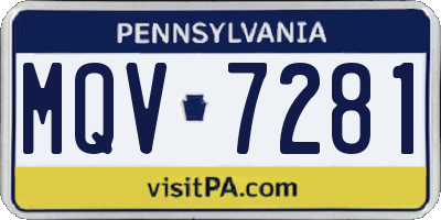 PA license plate MQV7281