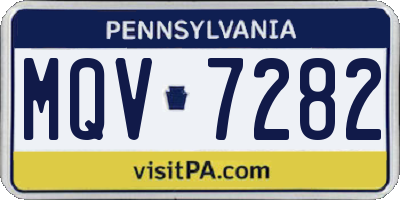PA license plate MQV7282