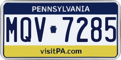 PA license plate MQV7285