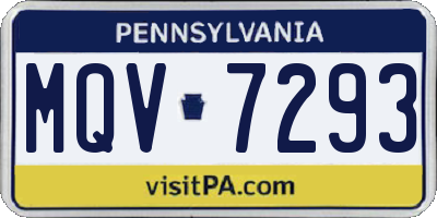 PA license plate MQV7293