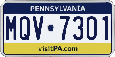 PA license plate MQV7301