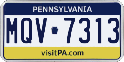 PA license plate MQV7313
