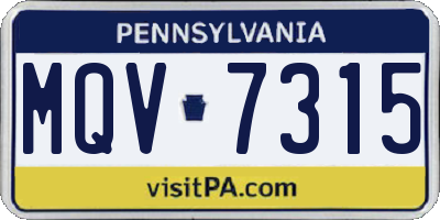 PA license plate MQV7315