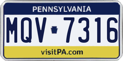 PA license plate MQV7316