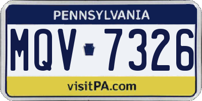 PA license plate MQV7326