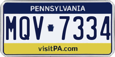 PA license plate MQV7334