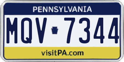PA license plate MQV7344