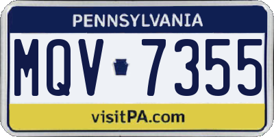 PA license plate MQV7355