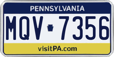 PA license plate MQV7356