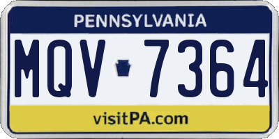 PA license plate MQV7364