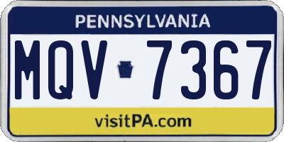 PA license plate MQV7367