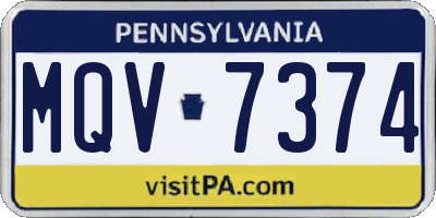 PA license plate MQV7374
