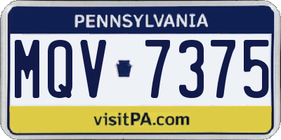PA license plate MQV7375