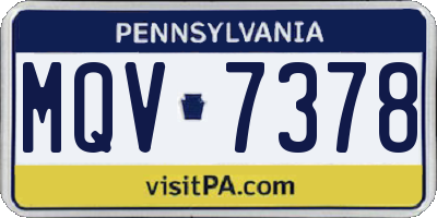 PA license plate MQV7378
