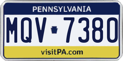 PA license plate MQV7380