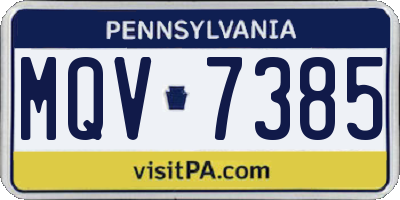 PA license plate MQV7385