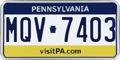 PA license plate MQV7403