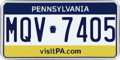 PA license plate MQV7405