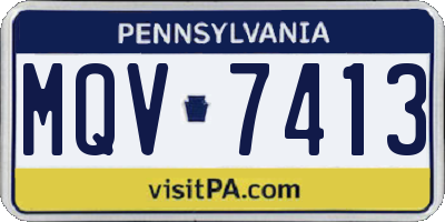 PA license plate MQV7413